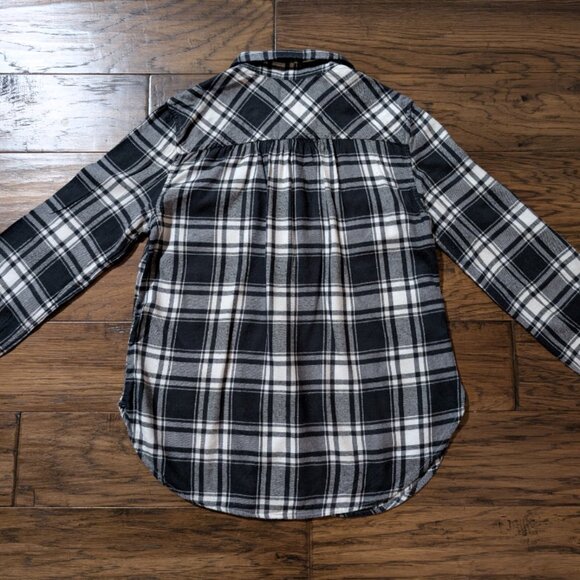 aerie plaid flannel shirt black white size XS - Picture 15 of 16